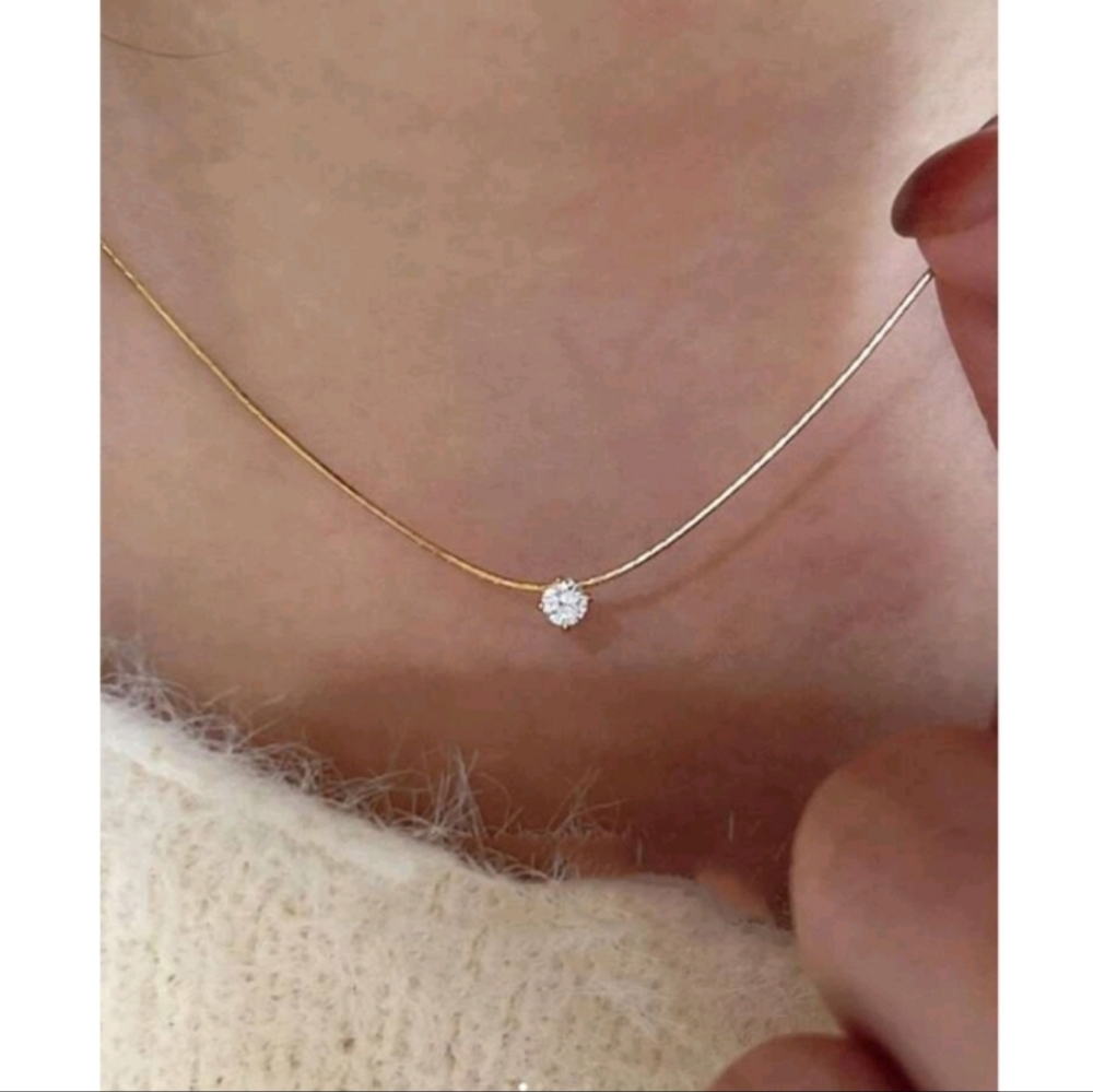 NEW! Anthropologie Diamond Solitaire Gold Necklace
